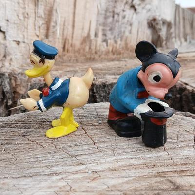 Vintage 1960's Mickey Mouse & Donald Duck Bobble head figures - Nodders Great condition!