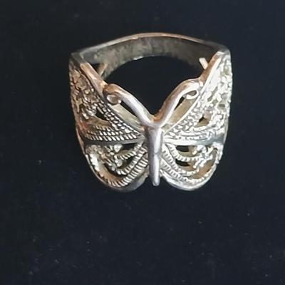 Filigree Butterfly ring size 6 with MIZOAH butterfly Lapel pin