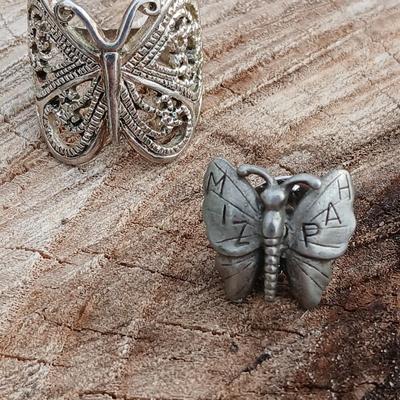 Filigree Butterfly ring size 6 with MIZOAH butterfly Lapel pin
