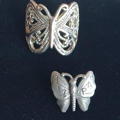 Filigree Butterfly ring size 6 with MIZOAH butterfly Lapel pin