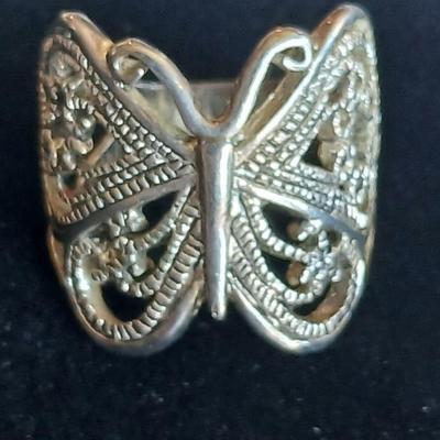 Filigree Butterfly ring size 6 with MIZOAH butterfly Lapel pin