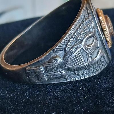 Vintage 1940's AMERICAN LEGION PAST COMMANDER Sterling silver MILITARY Ring Size 12.5