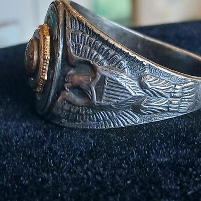 Vintage 1940's AMERICAN LEGION PAST COMMANDER Sterling silver MILITARY Ring Size 12.5