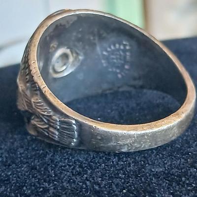 Vintage 1940's AMERICAN LEGION PAST COMMANDER Sterling silver MILITARY Ring Size 12.5