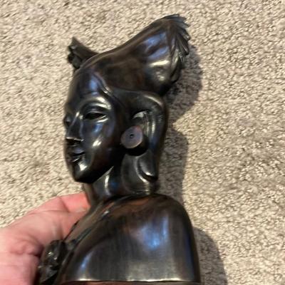 Ebony Bali Sculpture - Vintage Woman's Bust Balinese 7”h
