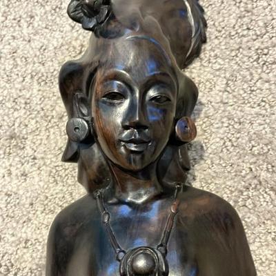 Ebony Bali Sculpture - Vintage Woman's Bust Balinese 7”h