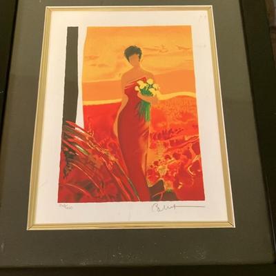 Emile Bellet Signed Limited Framed Lithograph 15.5” x 18.5”