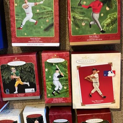 Hallmark Keepsake Ornaments. Collection of 17, primarily from the "At the Ballpark" Baseball and more