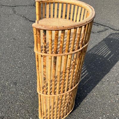 Vintage Coastal Stick Rattan Small Etagere 14”w x 11”d x 29.5”h