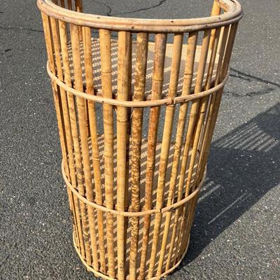 Vintage Coastal Stick Rattan Small Etagere 14”w x 11”d x 29.5”h