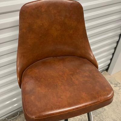 1970s Cosco Cognac Pair of Brown Swivel Barstool Chairs.