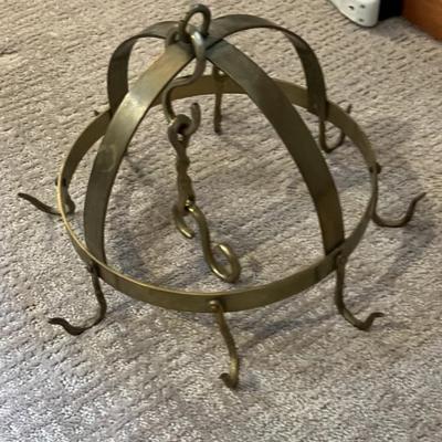 Antique Brass Meat Hook Pot Rack 15” across