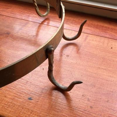 Antique Brass Meat Hook Pot Rack 15” across