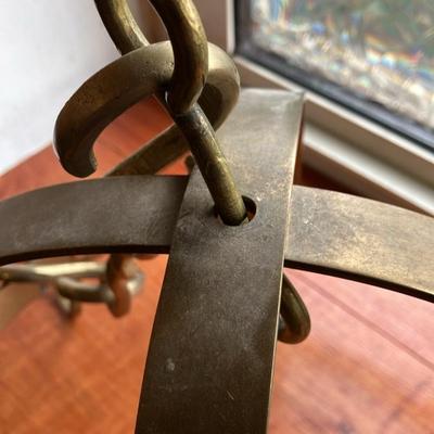 Antique Brass Meat Hook Pot Rack 15” across