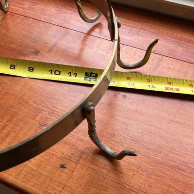 Antique Brass Meat Hook Pot Rack 15” across