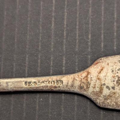 Sale Photo Thumbnail #3269: 2 Pieces OfAntique Victorian J & W Moir Silver Fiddleback Serving Spoon 19th Century Handmade American Flatware 1844-1869 & 1 Marked Spoon 54g