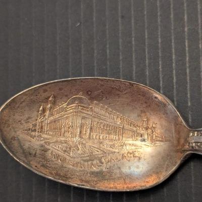 Sale Photo Thumbnail #3289: Antique Solid Silver Souvenir Spoon Industrial Palace 24g