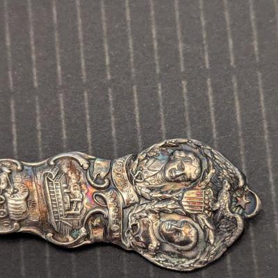 Sale Photo Thumbnail #3290: Antique Solid Silver Souvenir Spoon Industrial Palace 24g