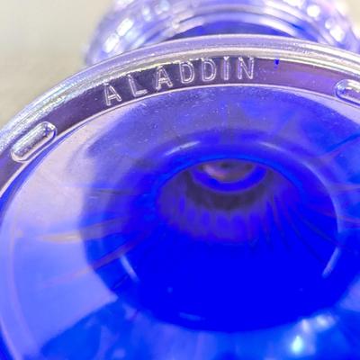 Sale Photo Thumbnail #399: Vintage 1987 Aladdin Lincoln Drape Cobalt Oil Base Lamp