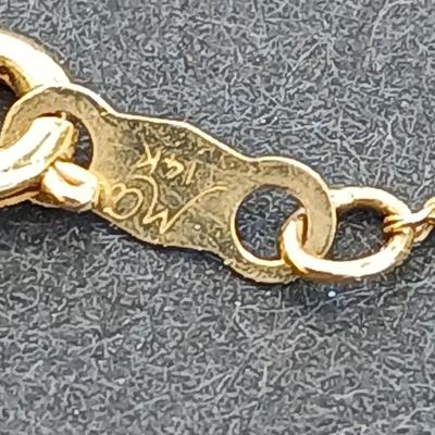 Two broken 14k gold necklace chains - 14 k - 2.04 grams for repair or scrap
