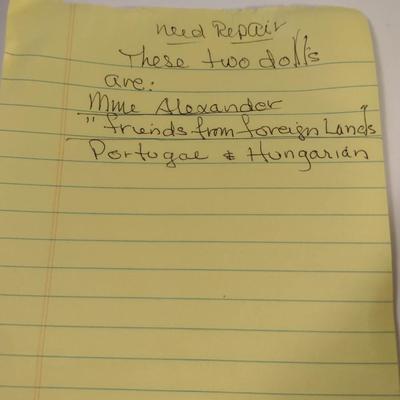 Sale Photo Thumbnail #935: Two Madam Alexander Dolls in Need of Repair.  From the 'Friends from Foreign Lands' collection- Portugal and Hungary