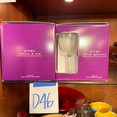 Sale Photo Thumbnail #251: D46-Wine glasses
One full box, one partial box – see photos