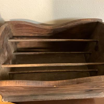 Sale Photo Thumbnail #192: Wooden magazine rack, wooden fraternity paddles