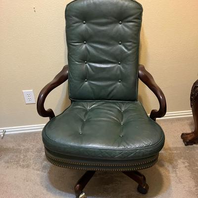 Green leather office chair