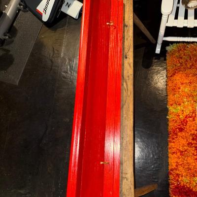 Sale Photo Thumbnail #384: D74-Table and shelf
See photos for condition of paint job on the orange shelf