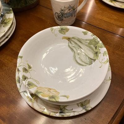 Sale Photo Thumbnail #105: 35 pieces of Pier 1 Autumn Bliss dishes.