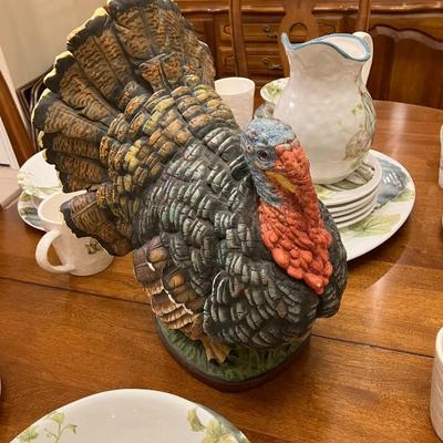 Sale Photo Thumbnail #109: Large ceramic turkey makes a great piece of holiday decor or centerpiece for a Thanksgiving table!