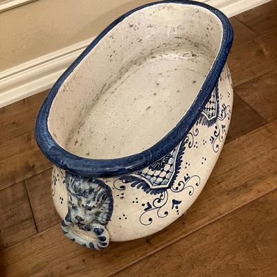 Sale Photo Thumbnail #120: Set of 2 19th Century hand painted Italian footbath basins. Measuring 7.5" H x 21" W. Can be used for planters, display, any home decor purpose.