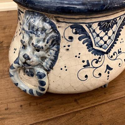 Sale Photo Thumbnail #121: Set of 2 19th Century hand painted Italian footbath basins. Measuring 7.5" H x 21" W. Can be used for planters, display, any home decor purpose.