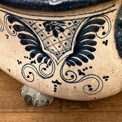 Sale Photo Thumbnail #122: Set of 2 19th Century hand painted Italian footbath basins. Measuring 7.5" H x 21" W. Can be used for planters, display, any home decor purpose.