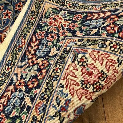 Sale Photo Thumbnail #135: Vintage Karastan Kirman runner rug with normal wear, no significant damage or ink bleed. 92" L x 27.5" W