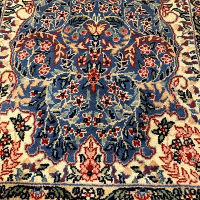Sale Photo Thumbnail #134: Vintage Karastan Kirman runner rug with normal wear, no significant damage or ink bleed. 92" L x 27.5" W