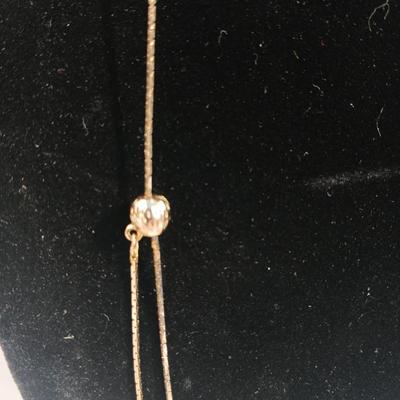 Vintage double ball adjustable necklace - V shape red Rhinestone necklace - v shape cubic necklace - and rhinestone drop tie like necklace