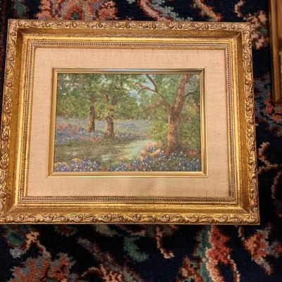 Sale Photo Thumbnail #154: Set of 3 10" x 12" framed bluebonnet oil on canvas paintings, varied artists