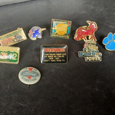 Enamel hat pins - I love Unicorns - Warning if you value your life - Ford Power - 1932 Ford 4 year Button pin and more