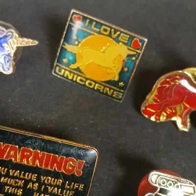 Enamel hat pins - I love Unicorns - Warning if you value your life - Ford Power - 1932 Ford 4 year Button pin and more
