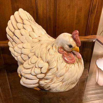 Sale Photo Thumbnail #158: Large ceramic hen measuring 11" H x 12" W, excellent condition