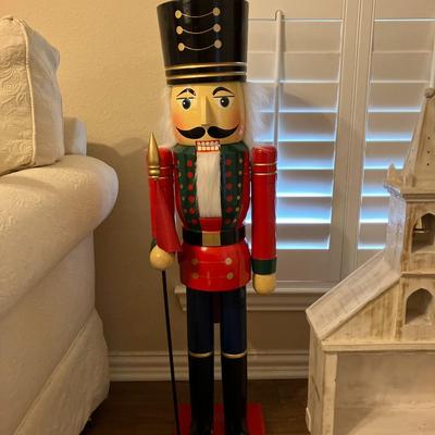 Sale Photo Thumbnail #159: Awesome 42" tall wooden nutcracker in excellent condition. Great holiday decor!