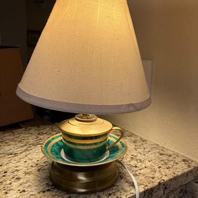 Sale Photo Thumbnail #161: Christian Dior china pattern tea cup lamp, measures 13" tall