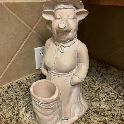Sale Photo Thumbnail #162: 19" tall ceramic pig with minor damage at base