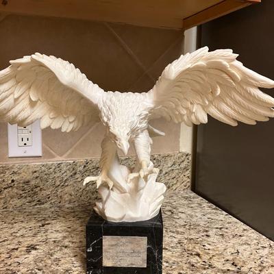 Sale Photo Thumbnail #170: Eagle plaster statue/award with name plate. Name plate can be removed.