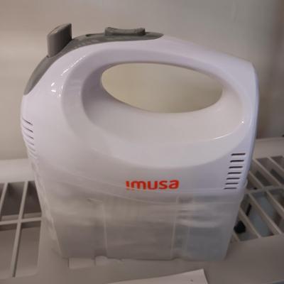 IMUSA HAND MIXER, WILTON LOAF PAN AND A CAKE CARRIER