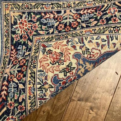 Sale Photo Thumbnail #178: Persian rug blue runner measuring 112" L x 30" W, excellent condition with normal wear but no damage