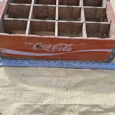 Vintage wooden Coca-Cola wood Crate - wood coke box - with collection of bottle openers