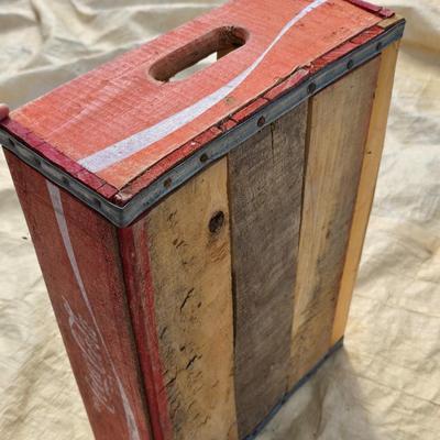 Vintage wooden Coca-Cola wood Crate - wood coke box - with collection of bottle openers