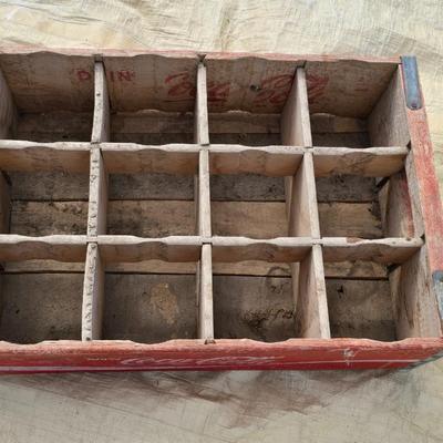 Vintage wooden Coca-Cola wood Crate - wood coke box - with collection of bottle openers